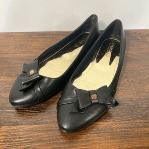 Gunas No Animals Harmed Leather Slip On Almond Toe Ballet Flat Black Size 10